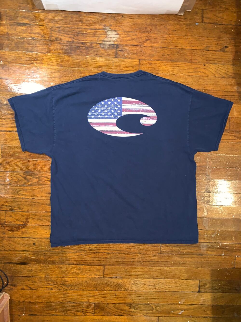 Costa Del Mar T Shirt XXL Navy American Flag Logo Fishing Tee